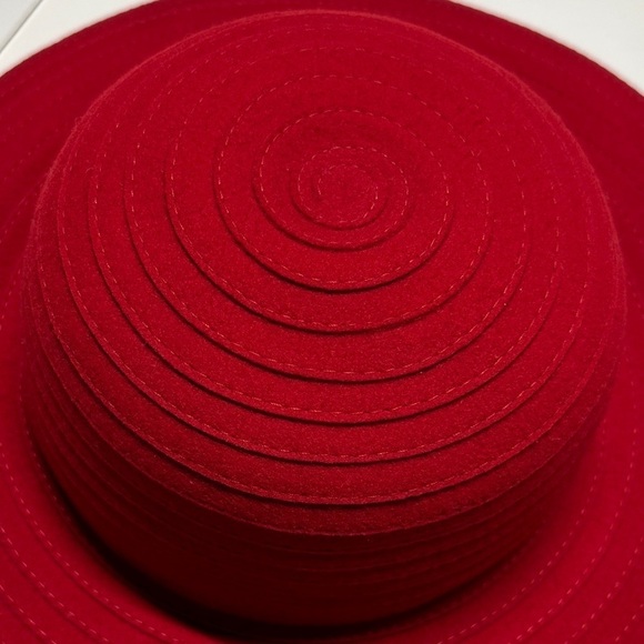Vintage Scala Red 100% Wool Floppy Felt Soft Sun Beach Hat 14 Inches - Picture 4 of 10